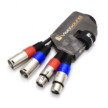 Load image into Gallery viewer, 2 x Male XLR to 2 x Female XLR Balanced Microphone Twin Lead / Audio Patch Cable - 3 Colours
