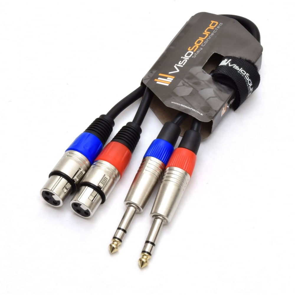 3m 2 x Male XLR to 2 x Female XLR Cable / Twin XLR Male to Twin XLR Female  - DY Pro Audio
